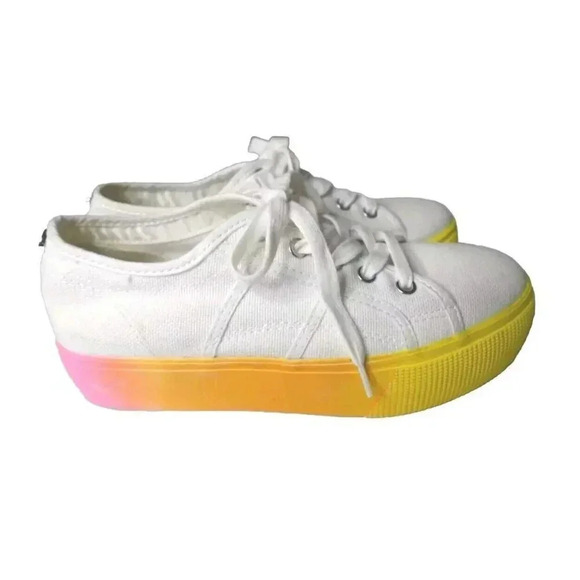 steve madden platform Multicolor fabric upper Lace Up White Shoes Size 7M Women - Picture 3 of 10